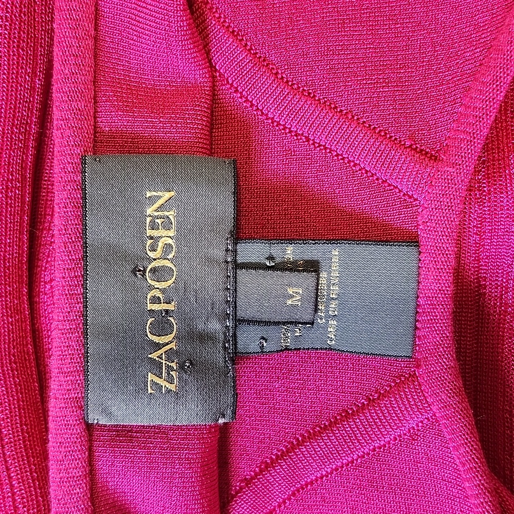 Zac Posen Womens Fuchsia Ruched Mini Dress Size Medium Bodycon Stretch - Picture 4 of 10